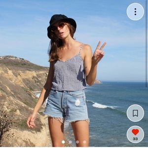 BABY GINGHAM PRINTED CROPPED CAMI TOP WITH OPEN BACK by Kendal and Kyle